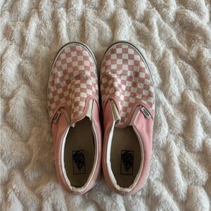 Vans Pink and White Checkered Slip-On Sneakers